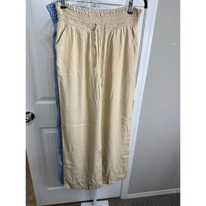 SO Womens Wide Leg Pants Strechy Waist Band‎ Medium Beach 2 Tan & Blue Pants